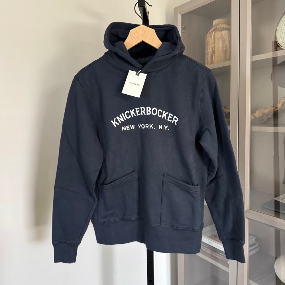 Knickerbocker Core Logo Navy Standard Hoodie S NEW Blue Cotton Hood Sweatshirt